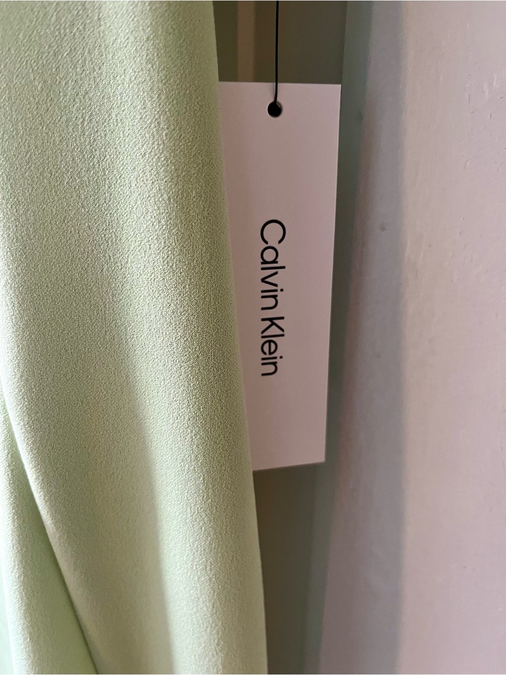 Calvin Klein NWT Sage Green Tulip Sleeve Sheath Dress With Silver Exposed Zipper - Picture 9 of 10
